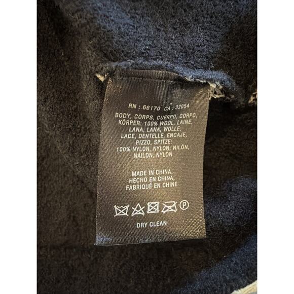 Anthropologie Angel Of The North S Boiled Wool Lace Trim Jacket Snap Shawl Neck - Picture 5 of 6